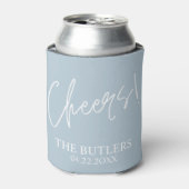 Cheers! Custom Dusty Blue Wedding Koelbox Blikjeskoeler (Blikje Voorkant)