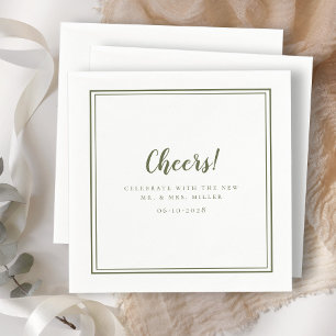 Cheers de heer Mrs Wedding Modern Rustic Olive Gre Servet