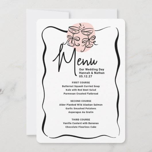 Cheers Doodle Moderne Menu Mariage (Devant)