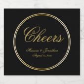 Cheers Elegant Black Gold Calligraphy Wedding Sparkling Wijnetiket (Enkel label)