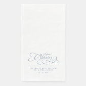 Cheers Elegant Bride & Groom Calligraphy Blue Servet (Voorkant)