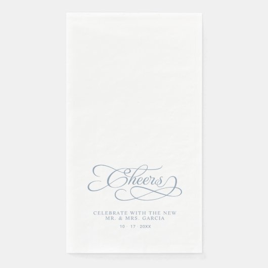 Cheers Elegant Bride & Groom Calligraphy Blue Servet (Voorkant)