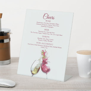 Cheers Elegant Red en White Wine Dance Wedding Reclamebord Met Voetstuk