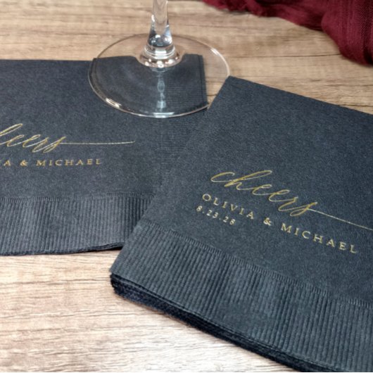 Cheers Elegant Wedding Black and Gold