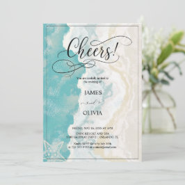 Cheers! Elegante strand bruiloft uitnodiging