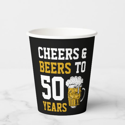 Cheers en bier tot 50 jaar 50 jaar papieren bekers (Voorkant)