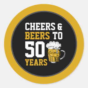 Cheers en bier tot 50 jaar 50 jaar ronde sticker
