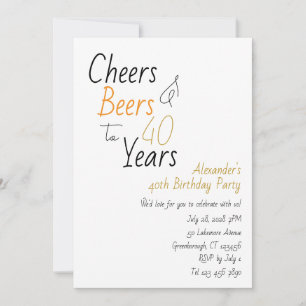 Cheers en bieren Minimal 40th Birthday Party Kaart