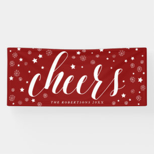Cheers en Snowflakes   Red Holiday Banner