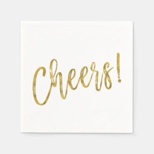 Cheers Faux Gold Foil en Witte servetten