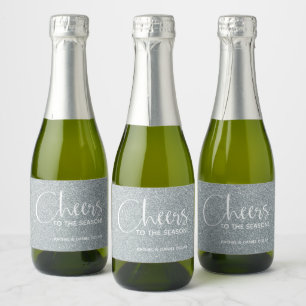 Cheers Faux Gold GLITTER-kerstmini Sparkling Wijnetiket