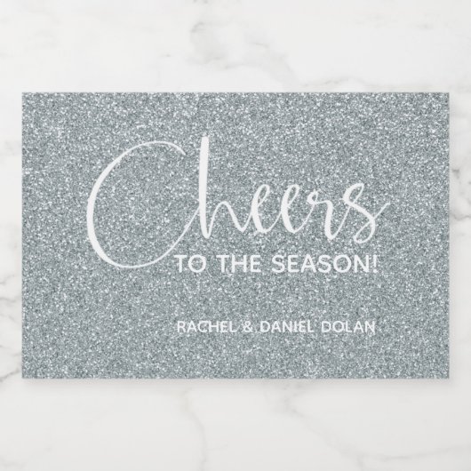 Cheers Faux Gold GLITTER-kerstmini Sparkling Wijnetiket (Enkel label)