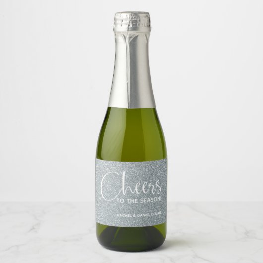Cheers Faux Gold GLITTER-kerstmini Sparkling Wijnetiket (Voorkant)