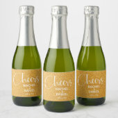 Cheers Faux GOLD GLITTER Wedding Mini Sparkling Wijnetiket (Flessen)