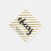 Cheers | Faux Gold Stripe Wedding Verloving Servetten (Hoek)