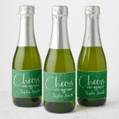 Cheers Faux Green GLITTER Birthday Mini Sparkling Wijnetiket (Flessen)
