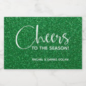Cheers Faux Green GLITTER-kerstmini Sparkling Wijnetiket (Enkel label)