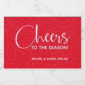 Cheers Faux RED GLITTER-kerstmini Sparkling Wijnetiket (Enkel label)