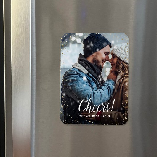 Cheers | Glitz Faux Glitter Photo Overlay Magneet