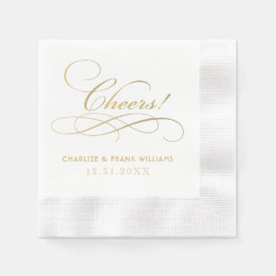 Cheers Gold Calligraphy Custom Wedding Servetten