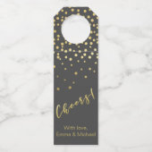 Cheers - Gold Script en Confetti Flessenhanger (Voorkant)