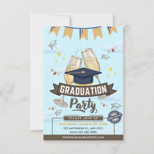 Cheers Graduation Party Class of 2026 Invitation (Devant)