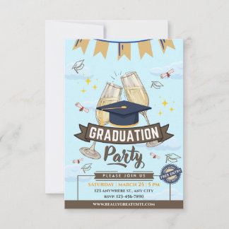 Cheers Graduation Party Class of 2026 Invitation Kaart