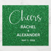 CHEERS Groene Glitter Bruiloft Mousserende Wijn Et Sparkling Wijnetiket (Enkel label)