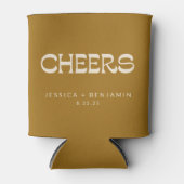 Cheers Groovy Gold Typography Names Wedding Blikjeskoeler (Voorkant)