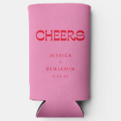 Cheers Groovy Pink Red Typography Names Wedding (Voorkant)