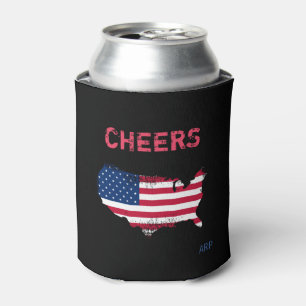*~* CHEERS Grunge United States Flag op Black Blikjeskoeler