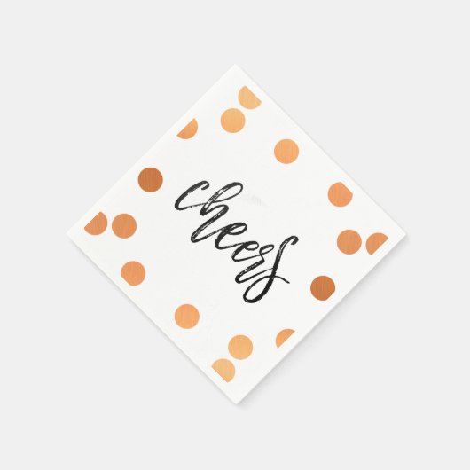 CHEERS HAND GELETTERD SCRIPT zwart koper confetti Servetten (Hoek)