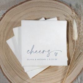 Cheers Handwriting & Heart Dusty Blue Wedding Servet