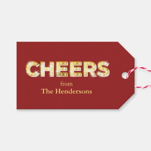 Cheers Holiday Gift Label Cadeaulabel (Voorkant (Horizontaal))