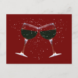 Cheers Holiday Post Kaart met rode wijn