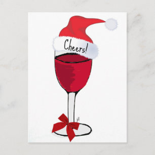 Cheers! HOLIDAY RED WINE PRINT by jill Feestdagenkaart