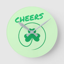Cheers Ireland Clover Shamrock Retro Ronde Klok