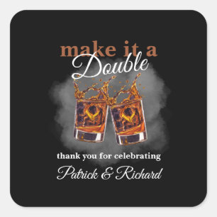 Cheers Maak er een Double Celebration Whiskey Glas Vierkante Sticker