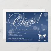 Cheers martini blue dazzle bubble viering kaart (Voorkant / Achterkant)