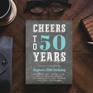 Cheers Milestone Birthday Party Invitation Teal Kaart