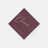 Cheers Minimal Bourgundy Script Custom Wedding Servet (Hoek)