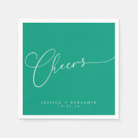 Cheers Minimal Emerald Green Script Custom Wedding