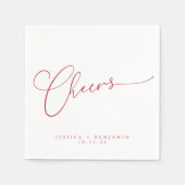 Cheers Minimale magenta White Script Custom Weddin Servet (Voorkant)