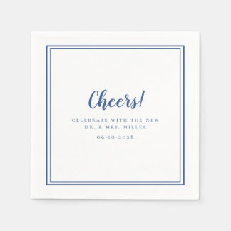 Cheers minimalist Wedding Mr & Mrs Modern Blue Servet