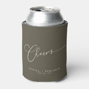 Cheers minimalistisch olive script aangepaste brui blikjeskoeler