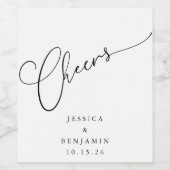 Cheers minimalistisch witscript aangepast huwelijk wijn etiket (Enkel label)