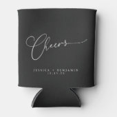 Cheers minimalistisch zwart Script aangepaste brui Blikjeskoeler (Voorkant)