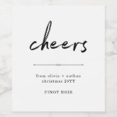 Cheers | Minimalistisch zwart-wit Wijn Etiket (Enkel label)