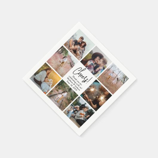 Cheers! Modern script en fotocollage bruiloft Servet (Hoek)