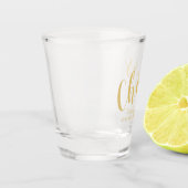 'Cheers' Modern Script Gold Wedding Shot Glas (Links)